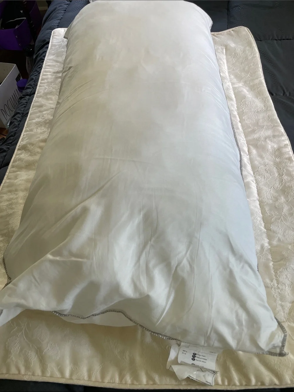 Luxury White Body Pillow with designer Soft Cover. Ivory.IKEA. Never used.